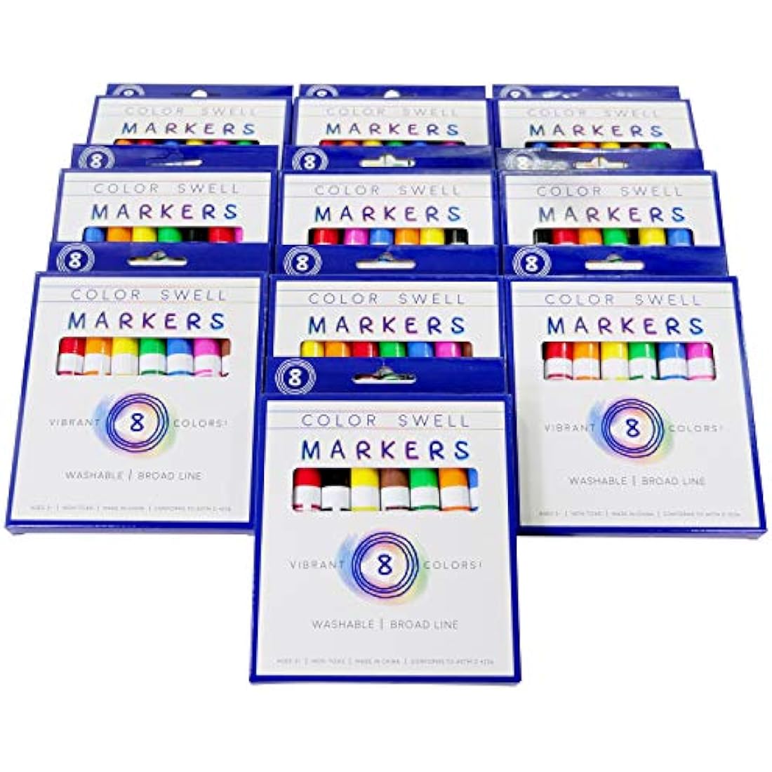 Color Swell Washable Markers Bulk Pack 10 Sets 8 Count Vibrant Colours 80 Total Perfect Bulk Pack for Teachers, Kids and Classrooms