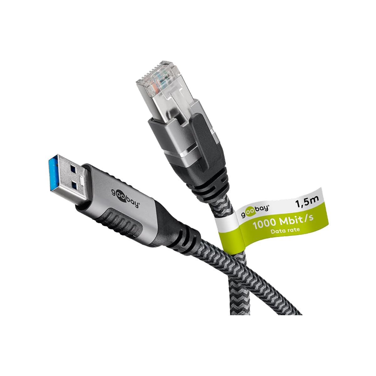 Goobay 70499 USB-A to RJ45 Ethernet CAT 6 Cable for Stable wired Internet connection with Router/Modem/Network Switch/Replaces USB to RJ45 Adapter / 1