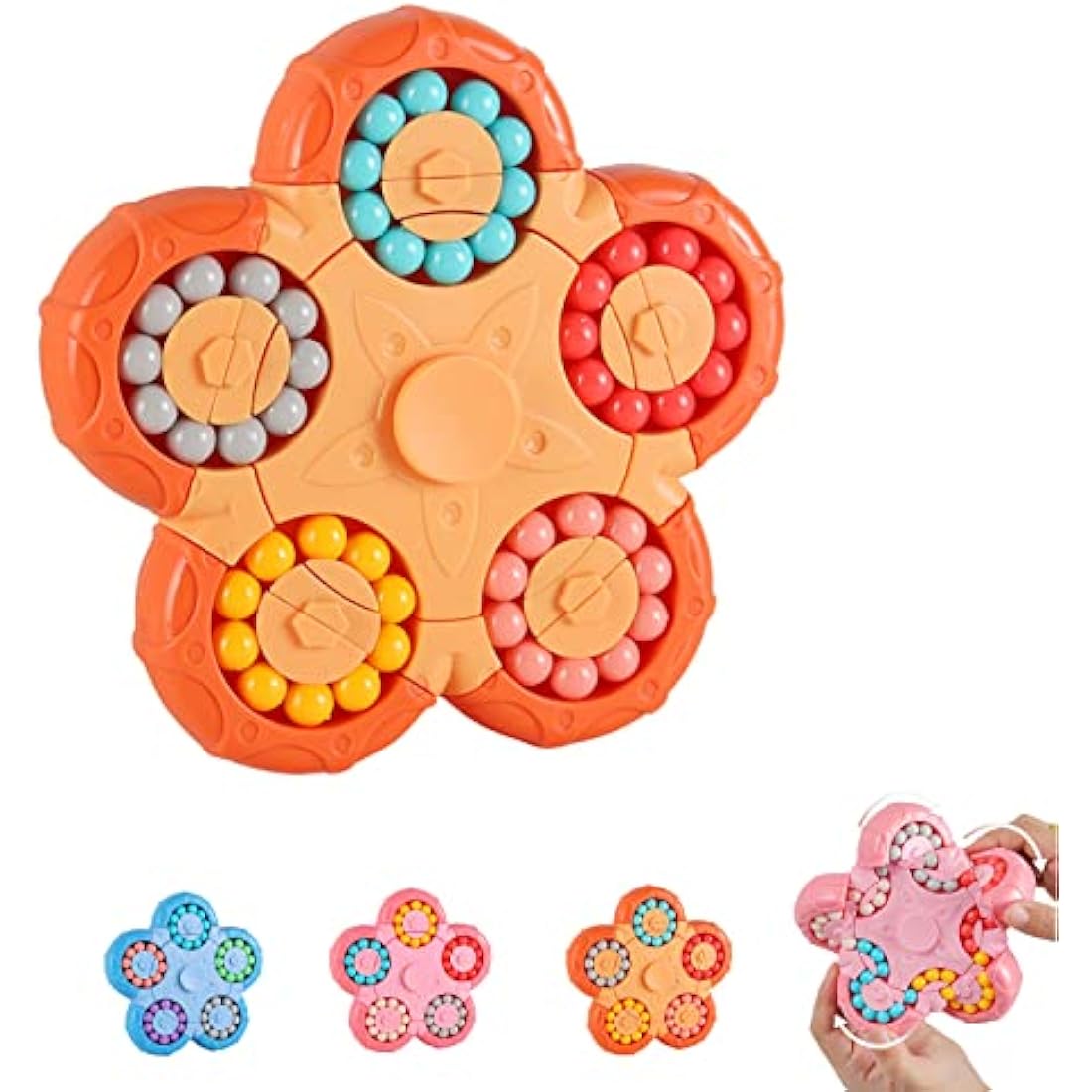 Magic Bean Rotating Cube Toy,Fidget Toy Spinner Ball Sorting Game Puzzle Brain Training Handheld Spinning Decompression Toy,Jigsaw Bean Toy Gifts for Kids,Teens,Adults Rotating Finger Cube Toy