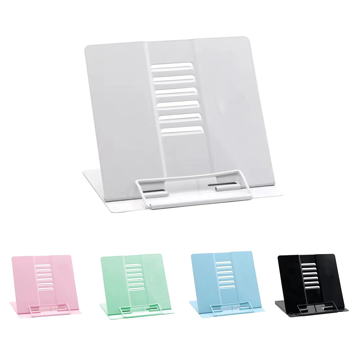 Garegce Metal Book Stand Folding, Book Holder, Cookbook Stands 6-Position Adjustable Height for Reading Rack, Tablet, Mobile Phone