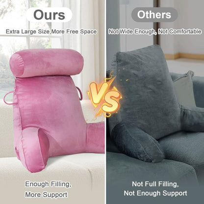 Mingfuxin Reading Pillows for Bed Sofa, Bed Backrest Pillows with Neck Arm Back Support Pillow, Adult Back Reading Cushion with Detachable Neck Roll &