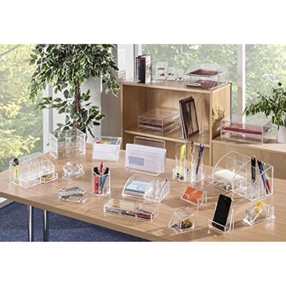 OSCO Clear Acrylic Index Box | Regular | A to Z Divider Tabs | 100 Lined Note Sheets Included (6" X 4") | Ruled Revision Flash Cards | Recipe Notes | Office Contacts Filing | Fits A6 Docs