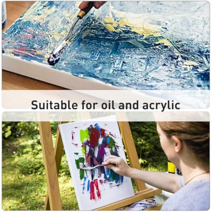 Colour Splash 40x50cm Stretched Canvas with Pinewood Frame (1pk), 3.8cm Deep Edge, 4.8cm Pine Frame, Linen & Cotton Blend, Medium Grain, Triple-Primed 450gsm, Durable Blank Canvas for Oil & Acrylic