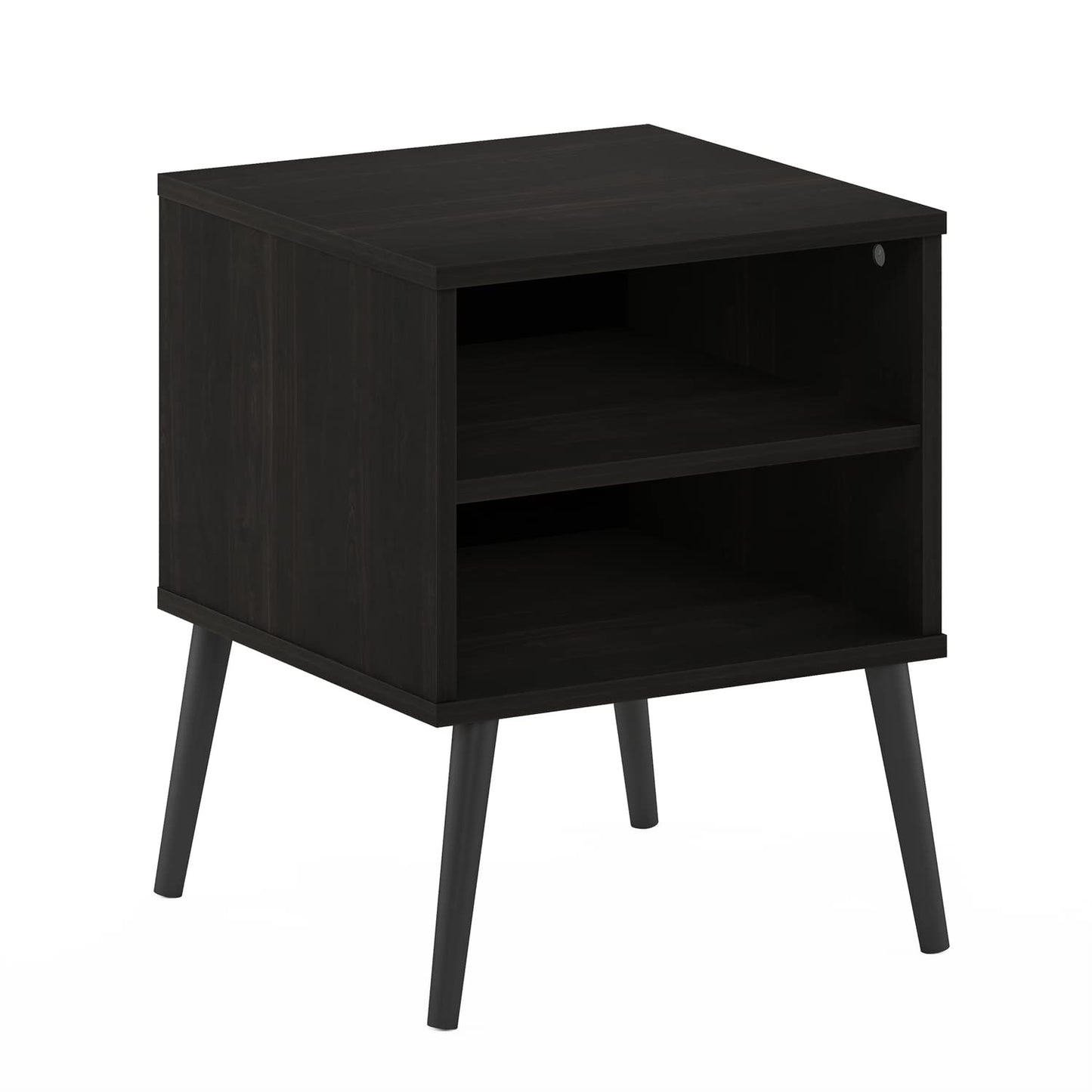 Furinno CLAUDE Night Stand, 2-Tier Modern Mid-Century Nightstand with Wooden Legs, Open Shelf Bedside Table, End Table, Side Table, for Bedroom