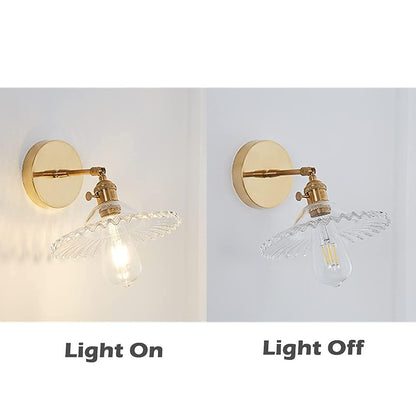 Industrial Vintage Modern Edison Wall Light Sconce E27 Wall Lamp with Brass Lamp Holder Up& Down Lighting Direction Glass Lampshade for Bedroom Loft