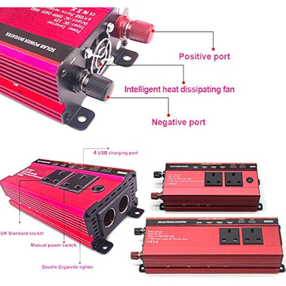 RUILASA Car 3000w power inverter DC 12v to AC 230v car converter 4 USB camp two socket with Crocodile Clip for Battery