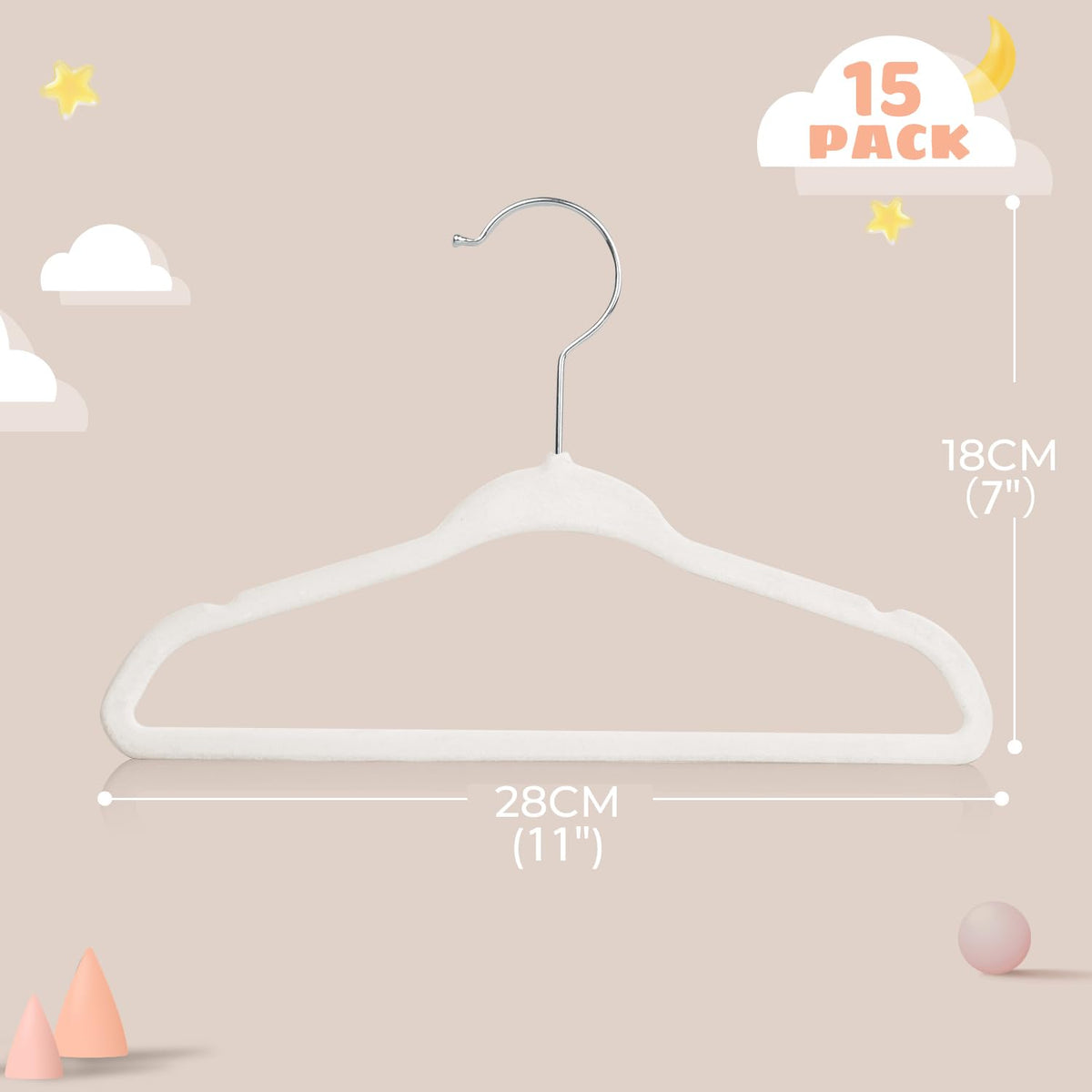 MangoKit White Baby Velvet Hangers Non-Slip Kids Coat Hangers 30 Pack