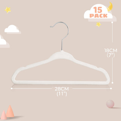 MangoKit White Baby Velvet Hangers Non-Slip Kids Coat Hangers 30 Pack