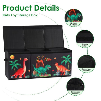 Decalsweet Dinosaur Extra Large Kids Toy Storage Box with Lid,Foldable Oxford Toy Storage Organizer Box for Boys-963240cm-Lightweight Toy Chest with