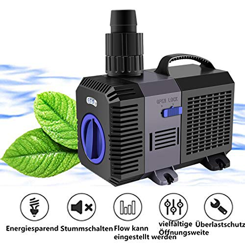 YAOBLUESEA Eco Teichpumpe Filterpumpe Bachlaufpumpe Filterpumpe 4500L/H 30W Energiespar Wasserpumpe Koiteich Bachlaufpumpe SunSun CTP-4800