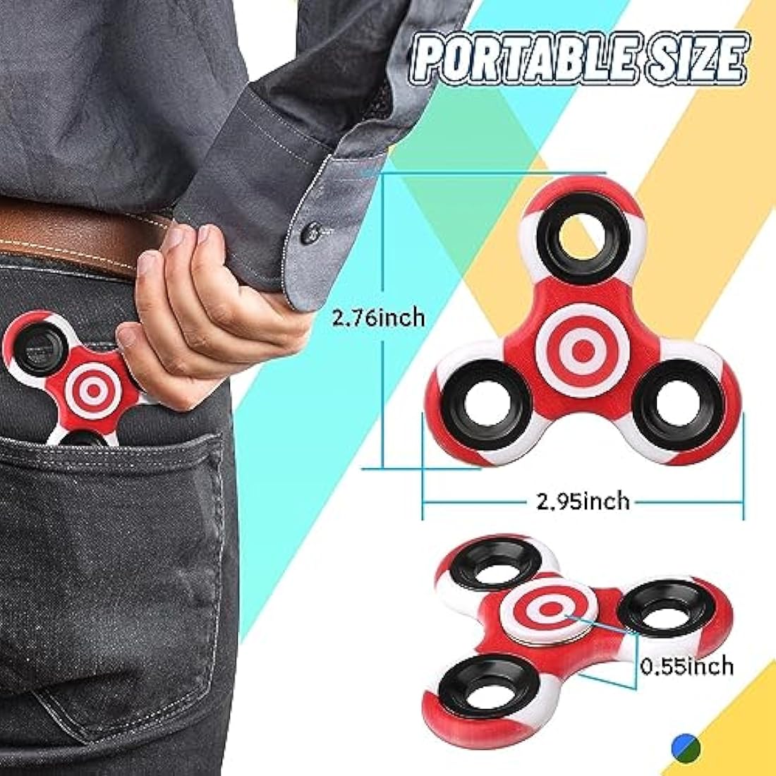 Fidget Spinner Toy Bulk Age 3+ for Kids Adults (12 Pack), Metal Tri-Spinner Fidget Set for Stress Relief, Halloween Christmas Party Favors Supplies Goodie Bag Stuffers Classroom Prizes