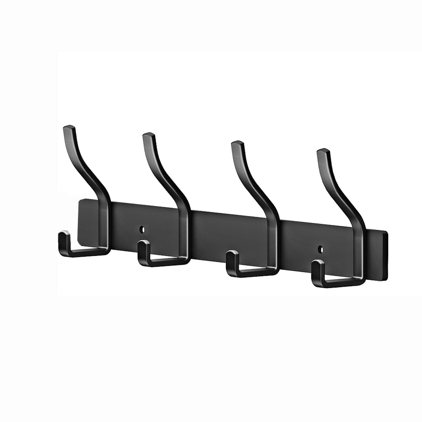 MEIJO Coat Hooks Wall Mounted Stainless Steel, Black Coat Rack Wall Mounted with 4 Hooks Heavy Duty Coat Hooks for Door, Bathroom, Bedroom, Kitchen
