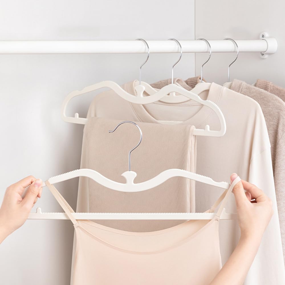 Lkw Ogechi 10 Pack Adult Clothes Hangers with 360° Swivel Hook, Non Slip Short Neck Clothes Hanger, Ultra Slim Wardrobe Hangers