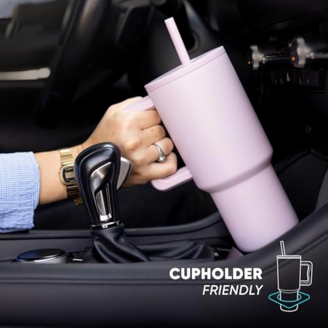 Simple Modern Tumbler 40 oz with Handle and Straw | Insulated Stainless Steel Water Bottle Iced Coffee Cup Travel Mug | Gifts for Women & Men | Trek | 1180ml | Winter White