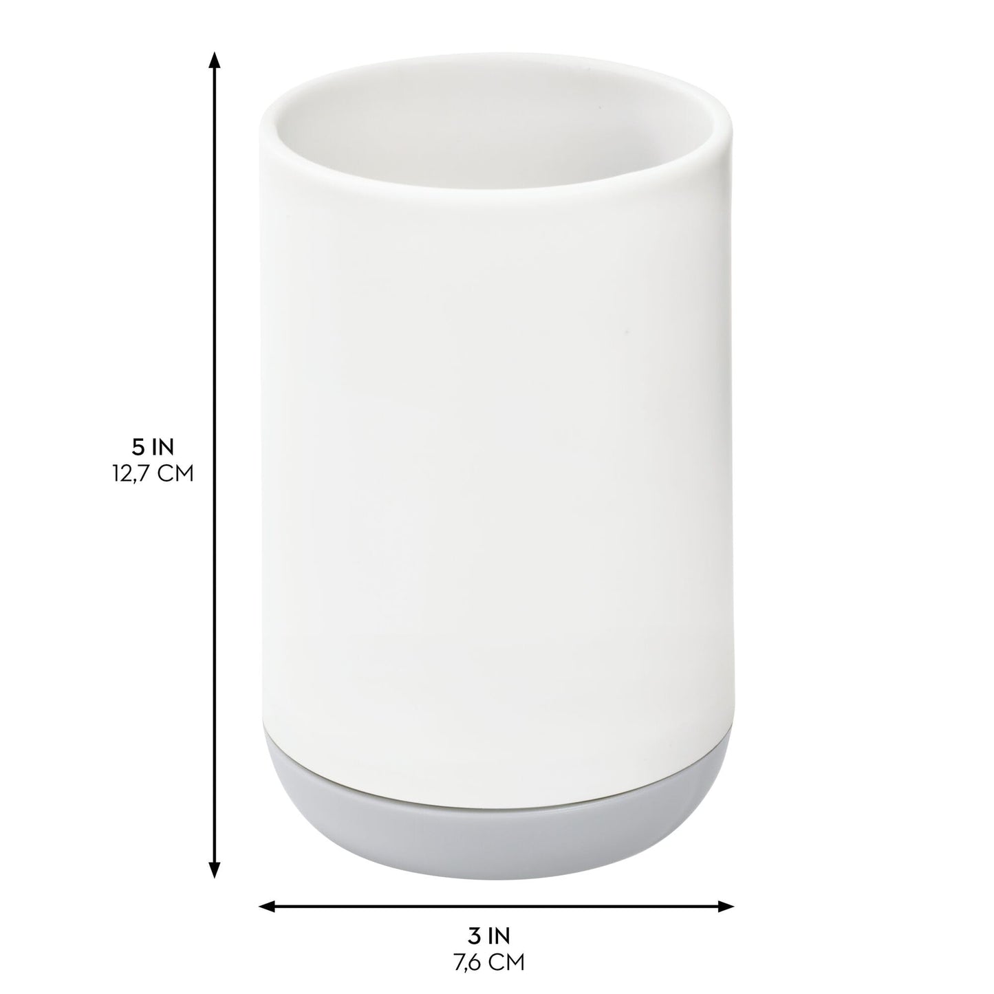 iDesign 28532 Cade Toothbrush Holder, Round Plastic Toothbrush Stand for Regular and Electric Toothbrushes, White, 7.6 cm x 7.6 cm x 11.4 cm