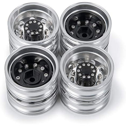 AXspeed Pack of 4 Metal Rear Wheel Rims for 1/14 RC Tamiya Tractor Climbing Trailer
