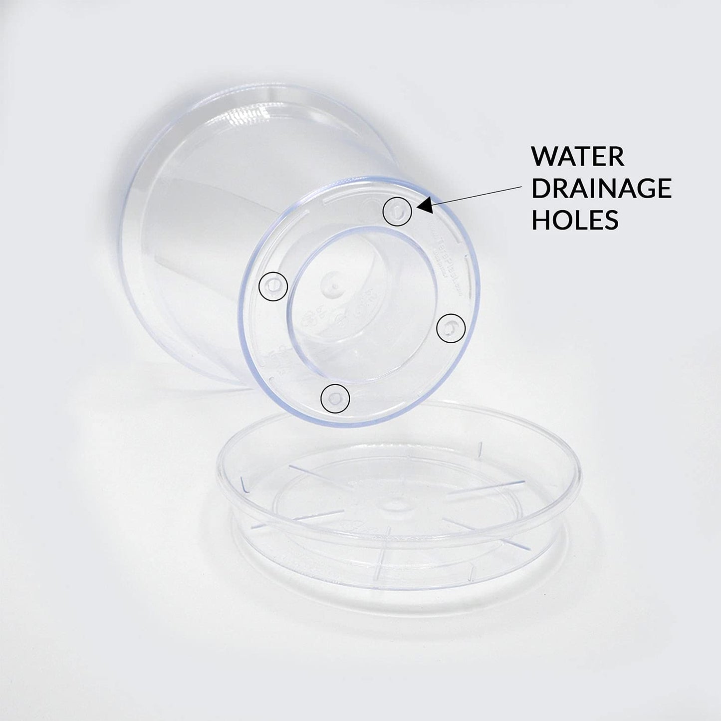 Kalapanta Clear Plastic Orchid Pot with Drainage Holes and Saucer (5, 16 cm Diameter)