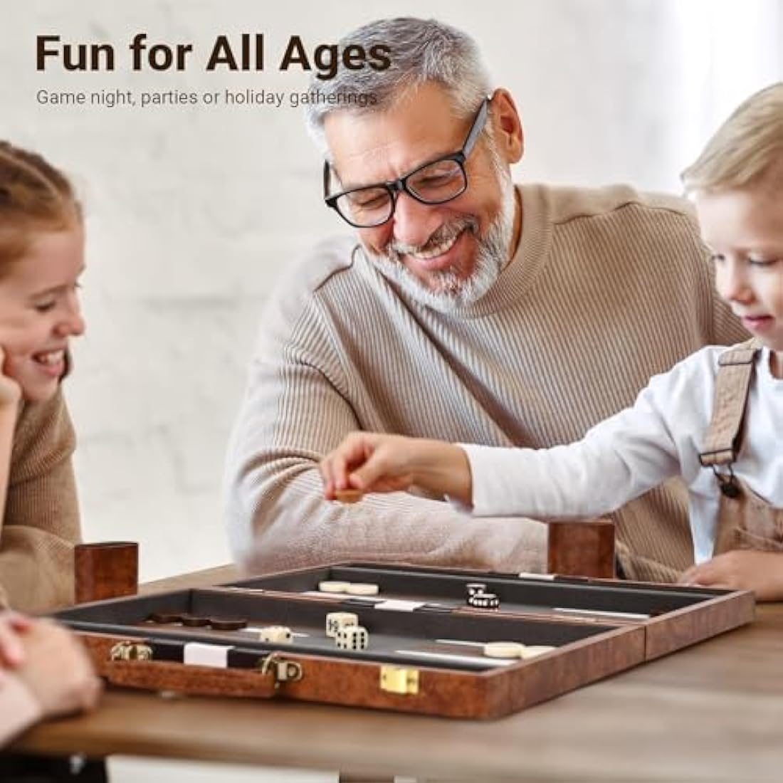RENO Backgammon Set-15 Inch Elegant Leather Backgammon Sets - Backgammon set for Adults and Kids -Travel Backgammon -Garden games-Board games for 2