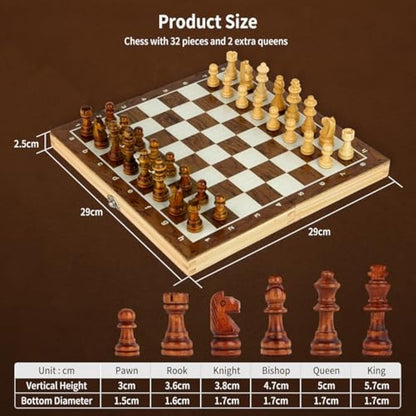 OOCOME Wooden Chess Set for Adults, Portable Chess Board Folding Magnetic Chess Sets Boards Game for Beginners Travel Chess Piece Set with Portable Storage Board