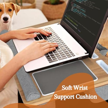 Laptop Tray with Pillow Cushion - Adjustable Lap Desk for Bed & Sofa - Built-in Mouse Pad, Wrist Rest & Phone Holder - Fits Up to 17" Laptops - Portable Writing & Gaming Tray