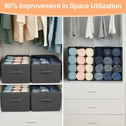 EASEVE Wardrobe Organiser Clothes Storage Boxes - 12 Cell Foldable Closet Shelf Drawer Dividers for Cupboard Organizer, Stackable Clothing Box for Jeans, Trouser, Pants, T-shirt, Sweater 1 Pack