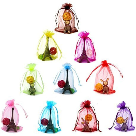 G2PLUS Mix colored Organza Gift Pouches, 10x15 CM Medium Organza Favour Bags, 100 PCS Wedding Jewelry Bags, Clear Mesh Pouches Perfect for Wedding, Christmas, Birthday, Anniversary