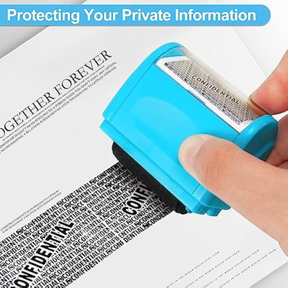 AUXHCYL Confidential Roller Stamp, Identity Theft Rolling Data Defender, Included 9 Pack Refills, Address Blocker and Privacy Safety, ID Blackout Security (Blue)