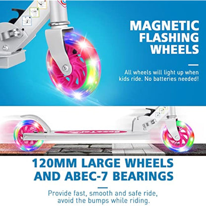 BELEEV V1 Scooter for Kids, 2 Wheels Folding Kick Scooter for Children Girl and Boys, 3 Adjustable Height, Flashing Light up Wheels, Lightweight Scooter with Sturdy Frame, Kickstand, Age 3-12