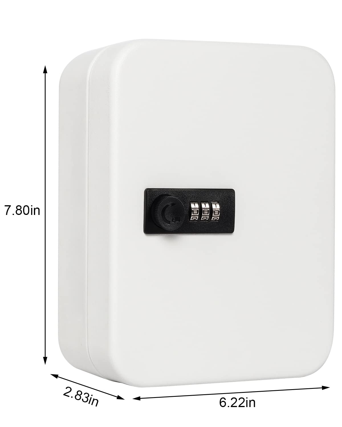 Parrency Combination Lock Key Box with 20 Hooks, Large Wall Mount Combination Lock Cabinet, 7 4/5" x 6 3/10" x 3" (Key Tags Included)