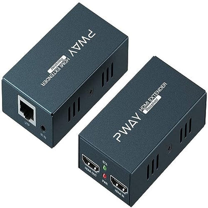 PWAY PW-HT225PIR HDMI Extender 195ft/60m Transmission over Single Cat5e/6/7 Full HD 1080P Support IR Control Loop out 3D EDID Function