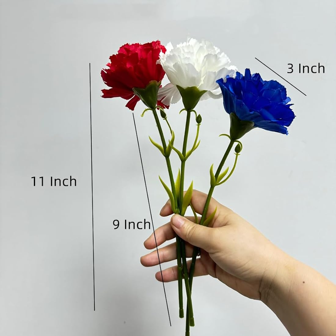 Rikyo 11 inch Bouquets 10 Stem Carnations,Outdoor UV Resistant No Fade Artificial Flower,Mini Carnation Silk Petals Fake Flowers Forever Plants for Home Party and Wedding Decor (White)