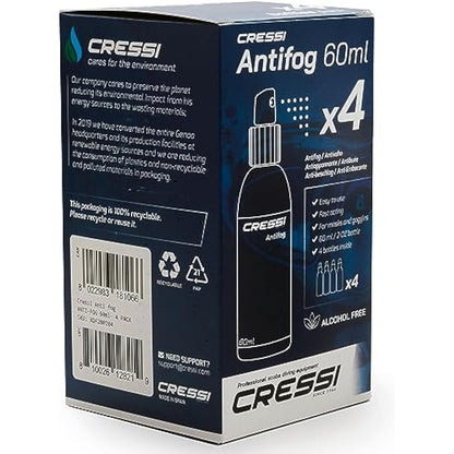 Cressi Anti-Fog 60Ml- 4 Pack, Trasparente