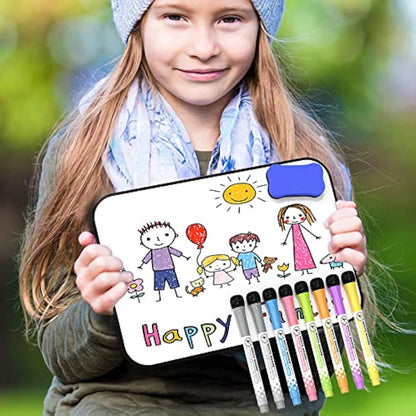 Nicpro Dry Erase Whiteboard A3, Magnetic Double Sided 30 x 42 cm White Board with Black Border, Including 8 Water-Based Pens and 1 Eraser for Kid Writing & Drawing, Student School, Classroom, Home Use