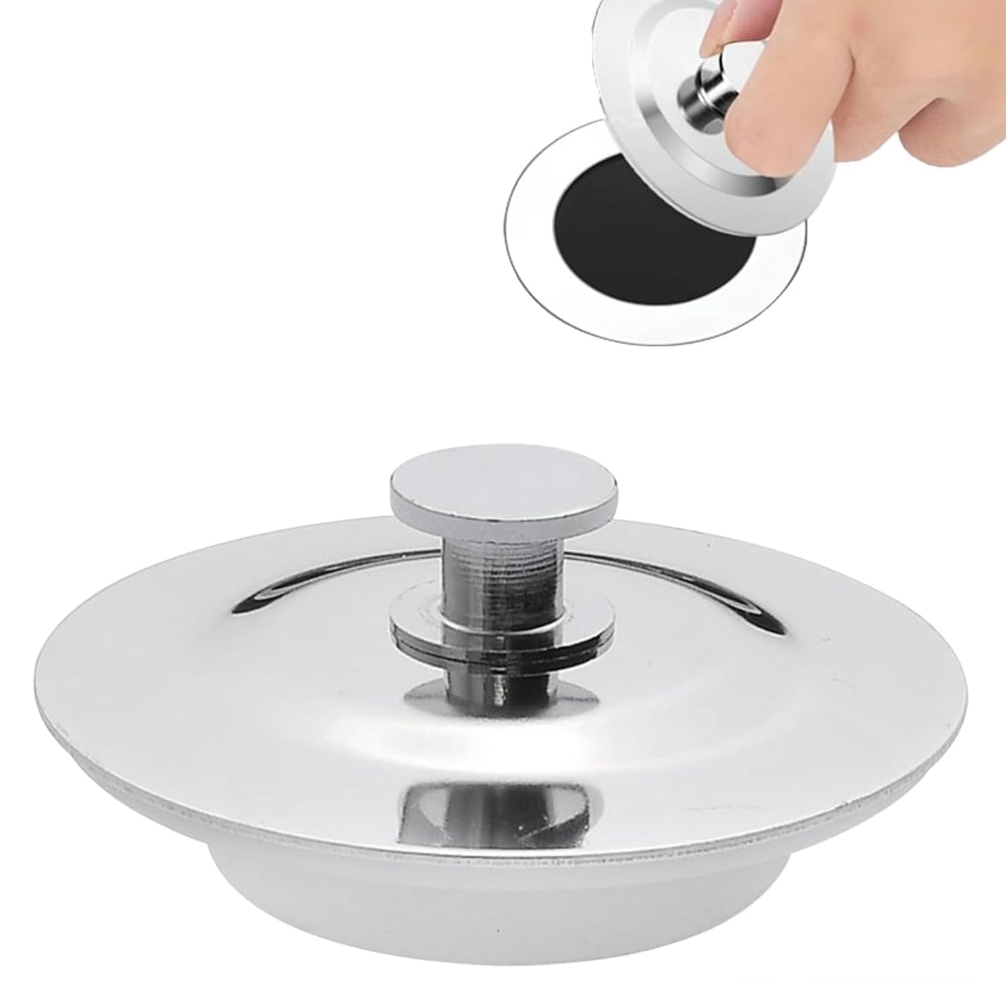 Universal Bath Plug for 40-45mm Holes - Stainless Steel Drain Stopper for Sinks and Bathtubs - Anti-Leak Design with Secure Fit