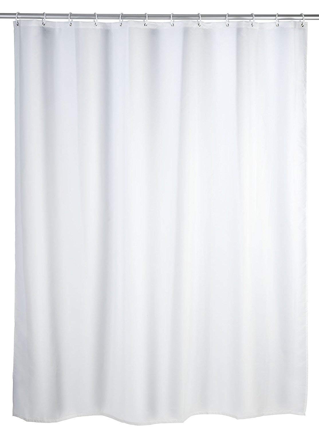 KAV Polyester Soft fabric Shower Curtain Mould and Mildew Resistant Solid White and Snow White Matching Hooks - Machine Washable 71x71 Inch