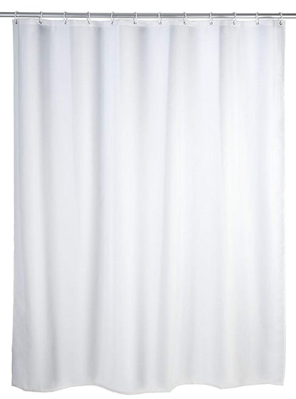 KAV Polyester Soft fabric Shower Curtain Mould and Mildew Resistant Solid White and Snow White Matching Hooks - Machine Washable 71x71 Inch