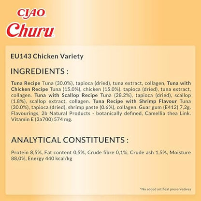Churu by INABA Cat Treat - Chicken Variety Box - 1 Pack (40 x 14g total) / Soft & Creamy Cat Treat, Delicious & Healthy Snack, Purée Food Topper, Natural, Grain Free