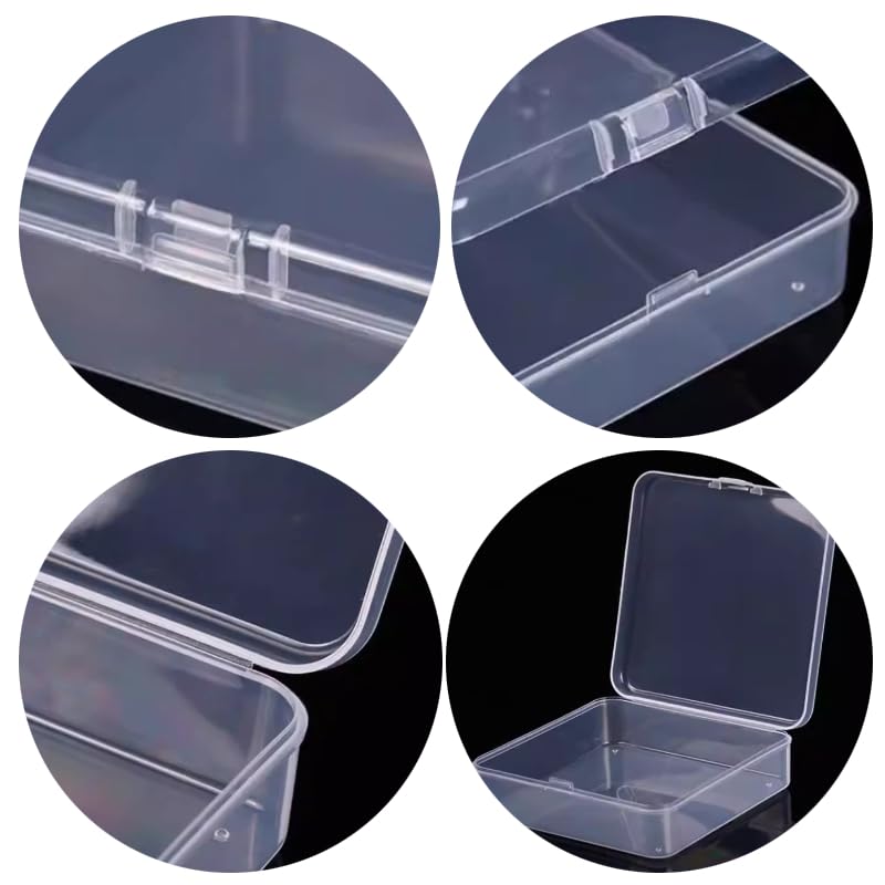 Globellapro 4PCS Square Transparent Plastic Organize,Small Storage Box with Lids,Empty Mini Clear Plastic Storage Containers Box Case for Small