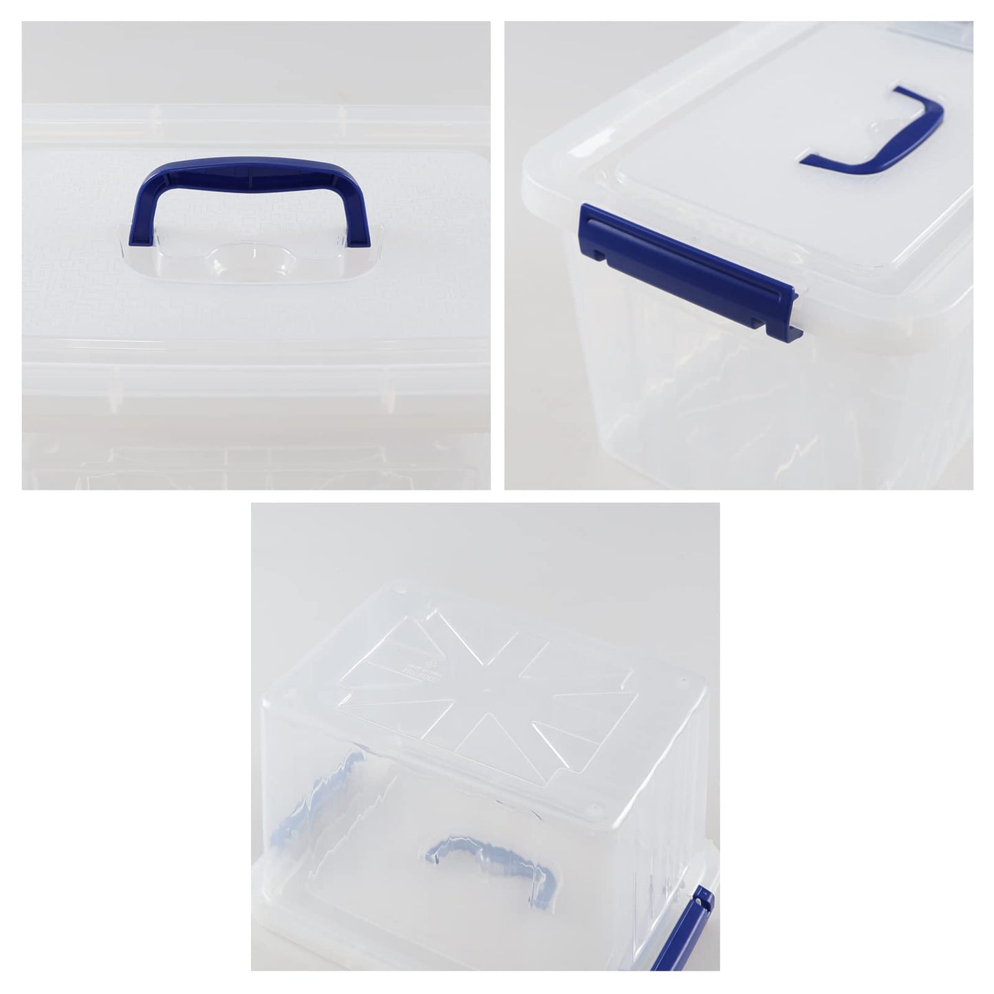 Vcansay 12 L Plastic Clear Storage Box, Lidded Storage Box, 6 Packs