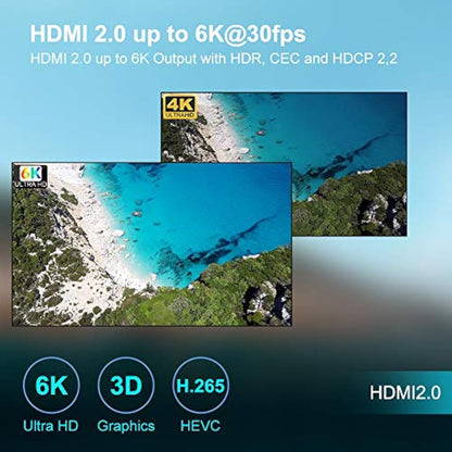 Q PLUS Android 10.0 TV Box, 4GB RAM/32GB ROM H616 Quad-Core, 2.4Ghz WiFi 6K HDMI 2.0 3D Smart