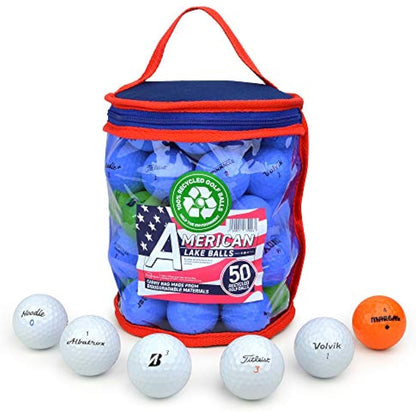 Second Chance Lake Golf Balls with Reuseable Carry Bag - Select 25, 36, 50 or 100 Golf Balls