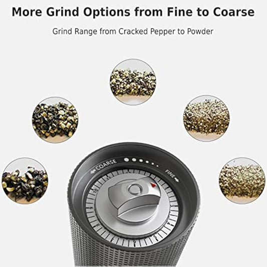 Luvan Metal Pepper Mill Grinder with 430 Stainless Steel Grinding Core, High Output Pepper Grinder from Coarse to Fine, Professional Adjustable Manual Peppers