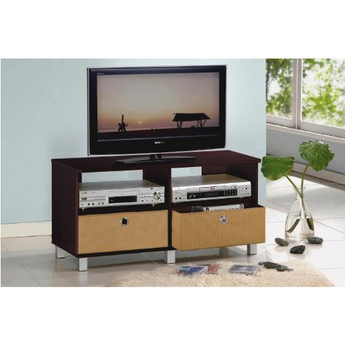 Furinno ANDREY TV Stand, Entertainment Center, TV Console for TV up to 46 Inch with Bin Drawers, for Living Room, Bedroom, Espresso