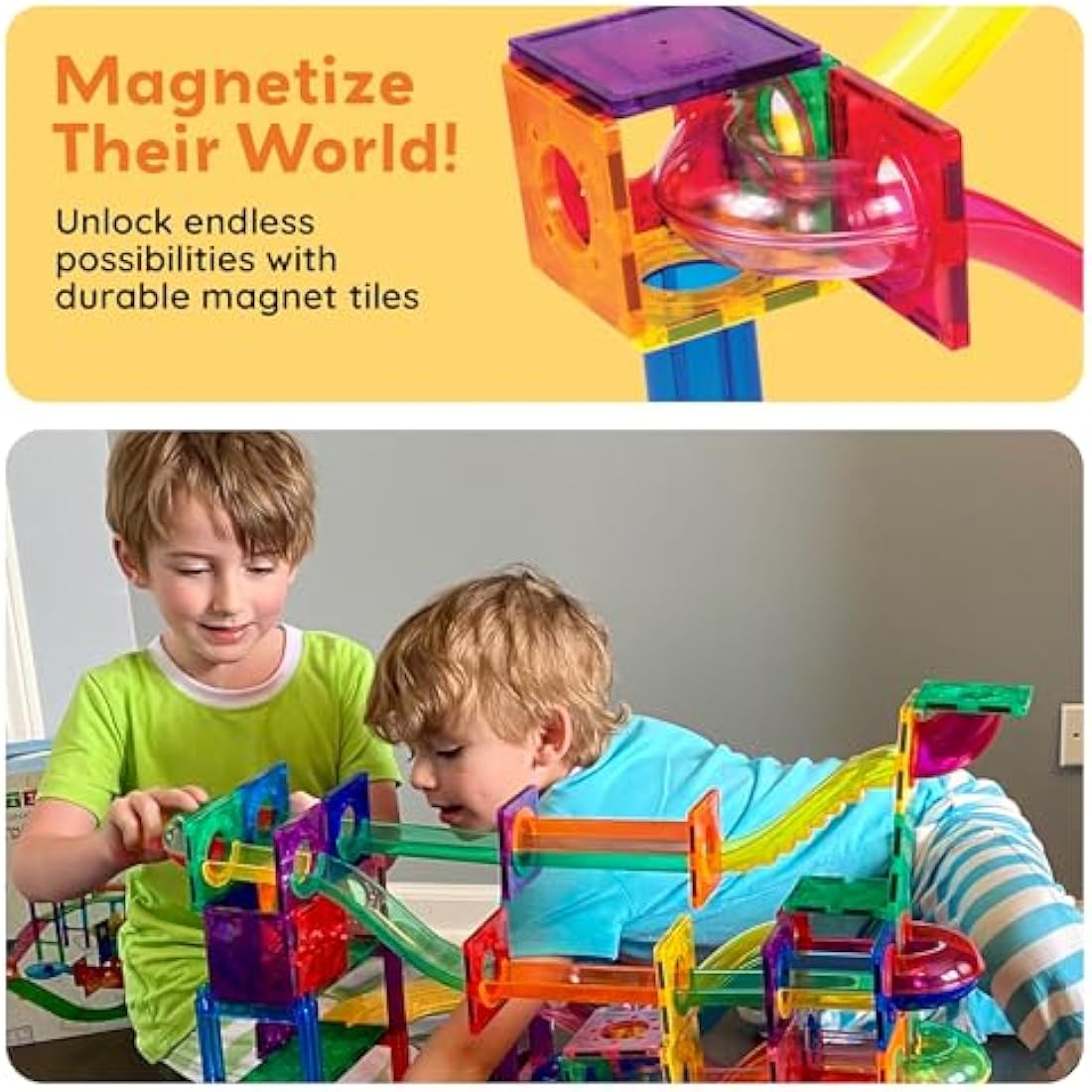 PicassoTiles Magnetic Marble Run Marbles for Kids Race Track Toy Set Marble Maze Sensory Toys for Toddlers STEM Educational Magnet Building Blocks Construction Building Tiles Boys Girls 3+