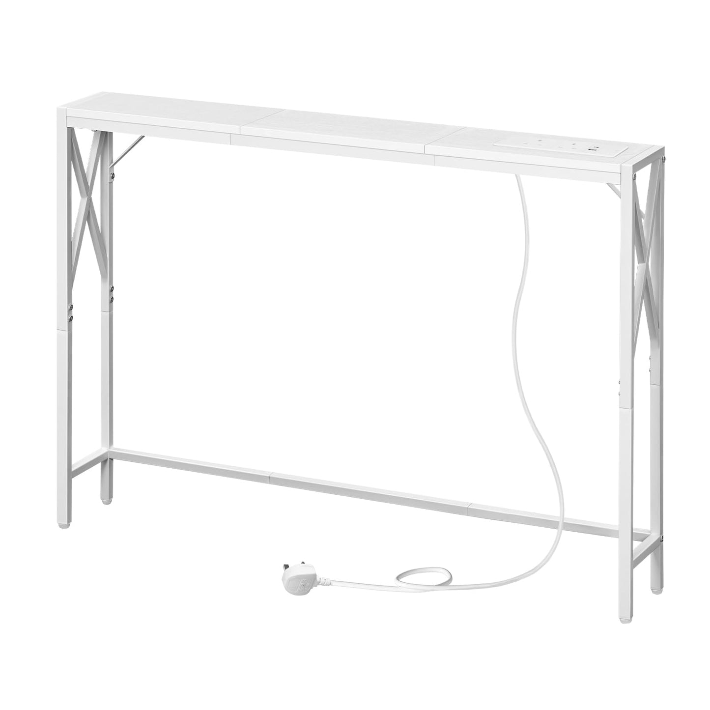 MAHANCRIS Console Table with Charging Station, 100 CM Narrow Sofa Table, Long Entryway Table, Hallway Table with USB Ports