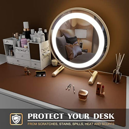 K KNODEL Large Office Leather Desk Mat, Mouse and Keyboard Pad, Computer and Laptop Mat, Desktop Protector and Cover, Writing Pad and Blotter (80x40cm, Brown)