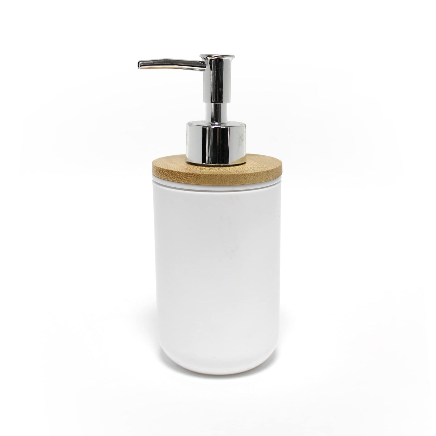 douceur d'intérieur, Soap Dispenser (Diameter 7 x 17.5 cm) Smart White, Polystyrene Bamboo Finish