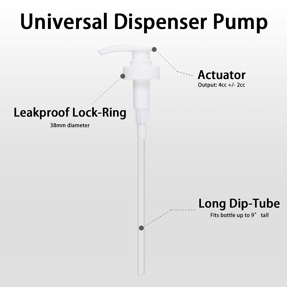 Pump Dispenser 38mm to Suit 5 Liter Containers 38MM Screw Top 5mL Dose Ideal for Hand Sanitizer, Soap, Shampoo Includes Tube With Twist Lock