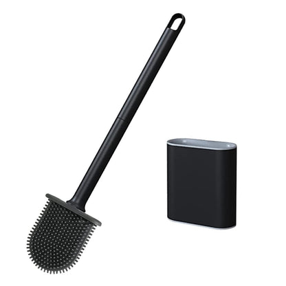 Toilet Brush,Bathroom Silicone Toilet Brush,With Holder Wall Mounted,with No-Slip Long Handle,Drying,Professional Deep Cleaning toilet brushes for