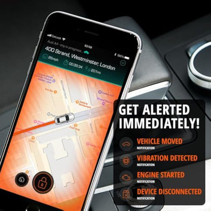 CARLOCK Basic Anti Theft Car Device Security System - Wired Car GPS Tracker, Vibration Sensor, & Car TAG - Car Alarm System - Phone Apps & Instant Alerts - Van Vehicle Tracker